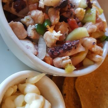 El Sinaloense - Ceviche with shrimp and octopus.. sooo good strange but good side of mayo!! - Seafood Near Me - San Mateo, California