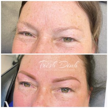 Trish Microblading - Brows before and immediately after powder. - Permanent Makeup Near Me - Boca Raton, Florida Trish Microblading - Brows before and immediately after powder. - Permanent Makeup Near Me - Boca Raton, Florida
