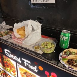 Chorizo taco Pollo taco Asada taco Chips and guacamole Chorizo taco Pollo taco Asada taco Chips and guacamole