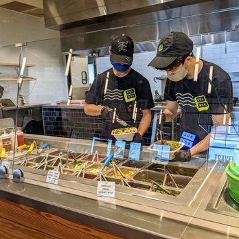 Bul Box - Inside. Ordering line. They make each box on demand in an assembly line format. - Salad Near Me - Morrisville, North Carolina