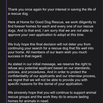Home For Good Dogs Rescue - Dismissive response - Animal Shelters Near Me - Berkeley Heights, New Jersey