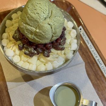 Island Spa & Sauna - GREEN TEA DREAM Green Tea Ice Cream, Almond Slices, Red Bean, Mochi, and served with Matcha Cost $12 (small, feeds 1-3) - Massage Near Me - Edison, New Jersey