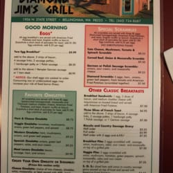 Diamond Jim's Grill - Breakfast Menu Front