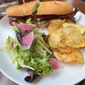 Foreign Cinema - Turkey sandwich layered with bacon and other yummy stuff and served with in-house bbq chips and a salad! Excellent! - Breakfast & Brunch Near Me - San Francisco, California Foreign Cinema - Turkey sandwich layered with bacon and other yummy stuff and served with in-house bbq chips and a salad! Excellent! - Breakfast & Brunch Near Me - San Francisco, California