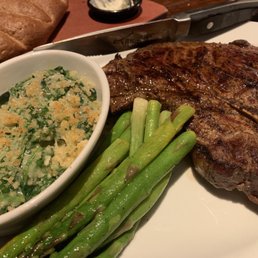 T-Bone Fresh Steamed Asparagus Parmesan Creamed Spinach