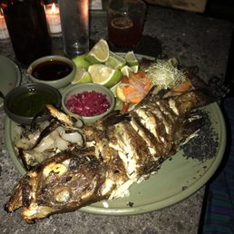 The grilled fresh catch of the day (grouper) big enough for two people