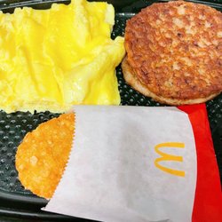 McDonald's - 1 Scrambled Eggs; 2 sausage patties; 1 Hash Brown's.