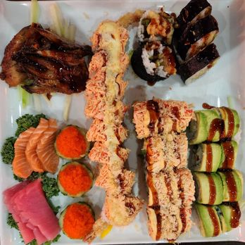 Sushi Boss - Tuna, salmon, flying fish roe, and eel sashimi. The rolls were sushi boss, dragon, red dragon and spider. - Japanese Near Me - Cherry Hill Township, New Jersey