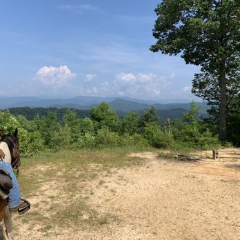 End of the Trail - Our guide and mountain top view. - Horseback Riding Near Me - Cherokee, North Carolina