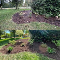 Appalachian Garden & Landscape - Before and after spring cleanup and fresh coating of mulch.