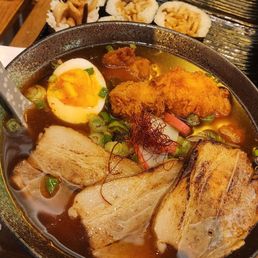 Shoyu tonkatsu with 3 piece fried chicken and spicy