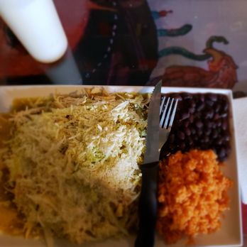 La Chancla - Verde Chicken Enchiladas with rice and beans. - Mexican Near Me - Eagleville, Pennsylvania La Chancla - Verde Chicken Enchiladas with rice and beans. - Mexican Near Me - Eagleville, Pennsylvania
