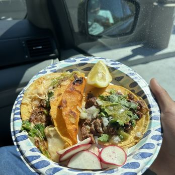 Monchie’s Red Tacos - Quesabirria tacos (res) and carne taco. - Tacos Near Me - San Mateo, California