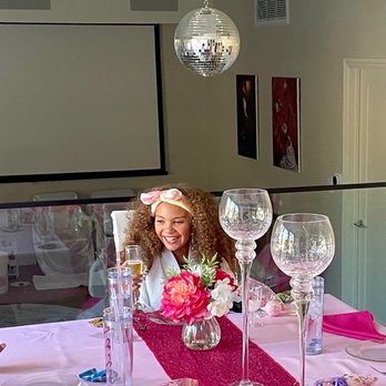 Girly Girl Spa - Birthday girl listening to her toast. Complete table setup by Girly Girl! - Party & Event Planning Near Me Girly Girl Spa - Birthday girl listening to her toast. Complete table setup by Girly Girl! - Party & Event Planning Near Me