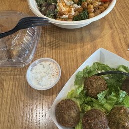 Side Gyro or Falafel, Baklava, Mediterranean Steak Bowl