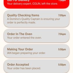 Timing of order