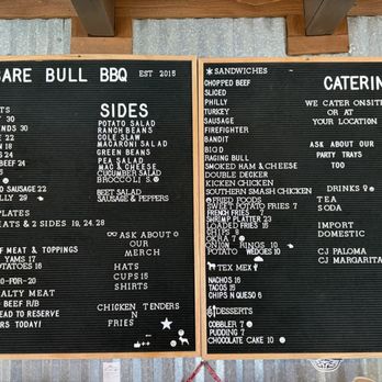Bare Bull BBQ - Menú - Barbeque Near Me - Canyon Lake, Texas