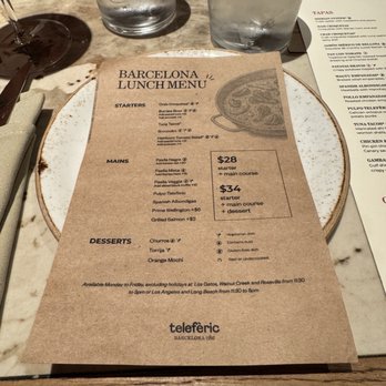 Teleferic Barcelona - Lunch menu - Spanish Near Me - Long Beach, California Teleferic Barcelona - Lunch menu - Spanish Near Me - Long Beach, California