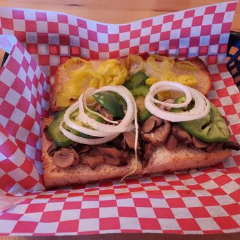 Boardwalk Cafe - Bleh. Canned mushrooms. Mayo on hot bread... - Pizza Near Me - Peru, Indiana