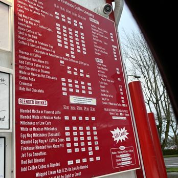 Original Firehouse Coffee - a menu on the wall - Coffee & Tea Near Me - Eugene, Oregon