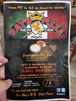 Menu photo 3 Ray's Pizza Scottsdale, AZ