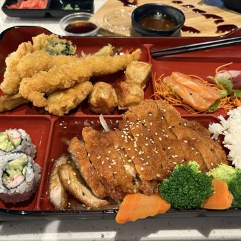 Sakai Sushi Train and Grill - Tonkatu teriyaki & sashimi bento box. - Conveyor Belt Sushi Near Me - Bellevue, Nebraska