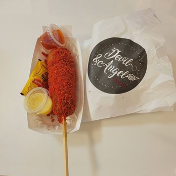 Devil & Angel Desserts - Hot Cheetos Korean corn dog - Desserts Near Me - Torrance, California Devil & Angel Desserts - Hot Cheetos Korean corn dog - Desserts Near Me - Torrance, California