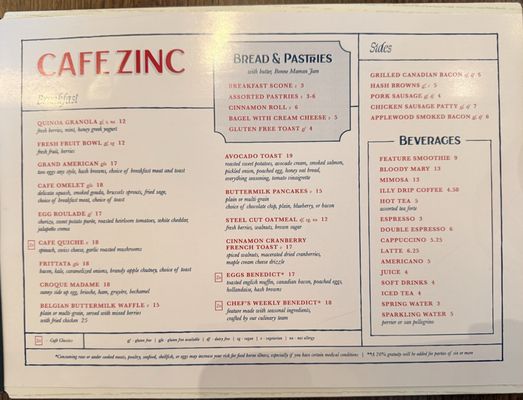 Menu photo 1 Cafe Zinc Midland, MI