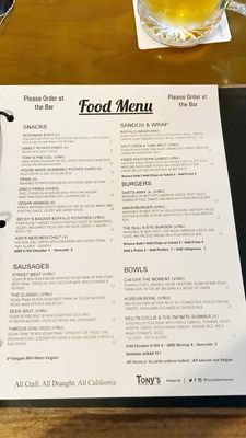 Menu photo 6 Tonys Darts Away Burbank, CA Menu photo 6 Tonys Darts Away Burbank, CA