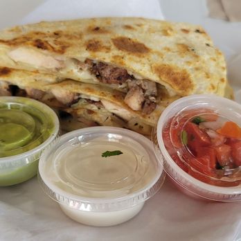 The Taco Stand - Chicken quesadilla comes with the fixin's. - Tacos Near Me - Encinitas, California