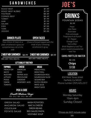 Menu photo 2 Joe's Buffet Fairfield, CA Menu photo 2 Joe's Buffet Fairfield, CA