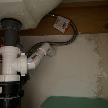 SVS Home Comfort - Condensation line! We had another contractor patch the wall and connect it to the sink. - Heating & Air Conditioning/HVAC Near Me SVS Home Comfort - Condensation line! We had another contractor patch the wall and connect it to the sink. - Heating & Air Conditioning/HVAC Near Me