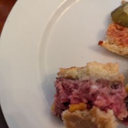 Under-cooked kids burger.