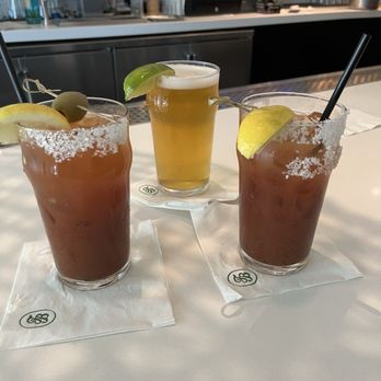 Grapefruit Basil Restaurant - Bloody Mary's with a shared beer. Very well made. - New American Near Me - Indian Wells, California