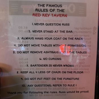 Red Key Tavern - The rules - Bars Near Me - Indianapolis, Indiana