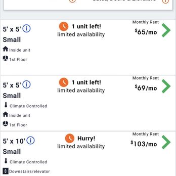 Public Storage - Showing they have 2 units just like mine available for 29% cheaper than what they are raising my unit to next month. - Self Storage Near Me - Irvine, California