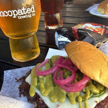 Syncopated Brewing - Syncopated beer and  jalapeño burger from Ortega Burger - Breweries Near Me - Lakewood, California