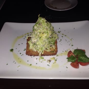 Bistro Mediterranean & Tapas Bar - Shaved Brussel Sprout Salad with a Risotto Cake - Mediterranean Near Me - Norwalk, Connecticut Bistro Mediterranean & Tapas Bar - Shaved Brussel Sprout Salad with a Risotto Cake - Mediterranean Near Me - Norwalk, Connecticut