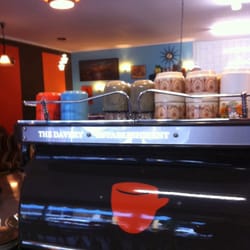 The Davery Establishment - Retro cups atop the espresso machine