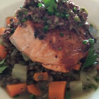 Chez Fonfon - Salmon with lentils - French Near Me - Birmingham, Alabama Chez Fonfon - Salmon with lentils - French Near Me - Birmingham, Alabama