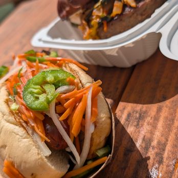 Underdog - Banh mi hot dog (front)
The Jessie burger (back) - Hot Dogs Near Me - San Diego, California Underdog - Banh mi hot dog (front)
The Jessie burger (back) - Hot Dogs Near Me - San Diego, California