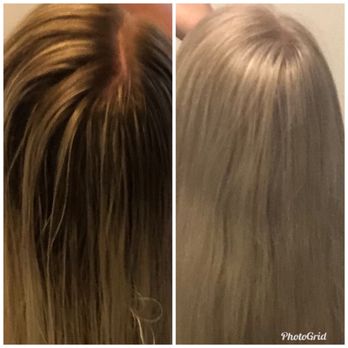 Ellie K Salon - Lighting makes my before look darker than it is. I'm dark blonde so no need to lift a lot of color but the toner made a huge difference - Hair Salons Near Me - Frisco, Texas Ellie K Salon - Lighting makes my before look darker than it is. I'm dark blonde so no need to lift a lot of color but the toner made a huge difference - Hair Salons Near Me - Frisco, Texas