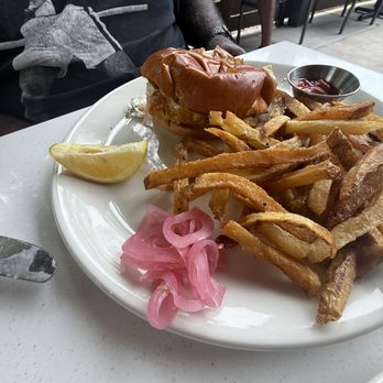 Burtons Grill & Bar - Fish Sandwich - hubby didn't like the batter it was his first time trying it! - New American Near Me - Huntersville, North Carolina Burtons Grill & Bar - Fish Sandwich - hubby didn't like the batter it was his first time trying it! - New American Near Me - Huntersville, North Carolina