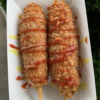 Jongro Rice Hotdog - Mozzarella & beef sausage corndog - Hot Dogs Near Me - Flushing, New York Jongro Rice Hotdog - Mozzarella & beef sausage corndog - Hot Dogs Near Me - Flushing, New York