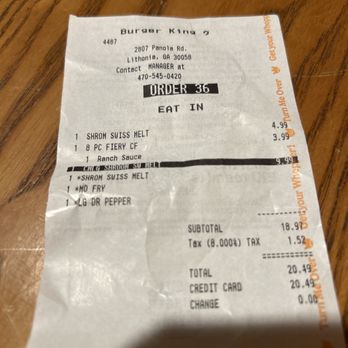 Burger King - The total of my hunger heartbreak - Fast Food Near Me - Lithonia, Georgia Burger King - The total of my hunger heartbreak - Fast Food Near Me - Lithonia, Georgia