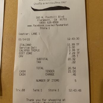 Wolfe’s kitchen and deli - Receipt for The Italiano - Whole Sandwich - Caterers Near Me - Claremont, California Wolfe’s kitchen and deli - Receipt for The Italiano - Whole Sandwich - Caterers Near Me - Claremont, California