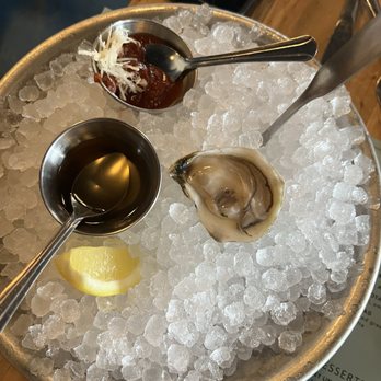 Automatic Seafood and Oysters - My single oyster with champagne mignonette, cocktail sauce, horseradish, and lemon! - Seafood Near Me - Birmingham, Alabama Automatic Seafood and Oysters - My single oyster with champagne mignonette, cocktail sauce, horseradish, and lemon! - Seafood Near Me - Birmingham, Alabama