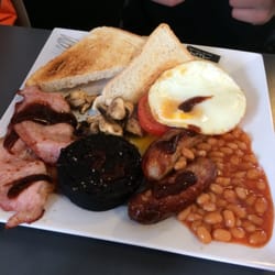 Meadow Lea Farm Coffee Shop - The Cheshire Breakfast (All Day Breakfast) served with Black Pudding.