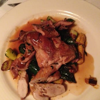 Nell's Restaurant - Braised rabbit with zucchini, yellow squash, and chanterelles - New American Near Me - Seattle, Washington