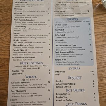 Aslan’s Mediterranean Grill - Menu - Mediterranean Near Me - Chester, California